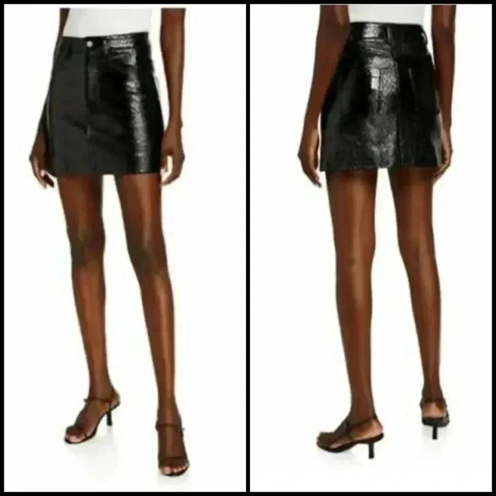 Avantlook Textured Embossed Structured Black Retro Y2K Goth Coquette Skirt L